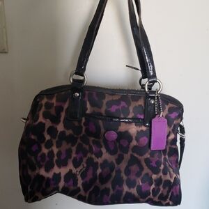Coach Ocelot Vintage Purple and Black Leopard Print Shoulder Bag